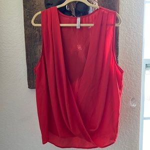 Red Womens Deep V cut blouse, size 2x